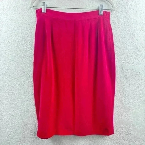 Vintage Due Per Due Red 100% Silk 2-pc Skirt Suit - Size 14 - Picture 10 of 13